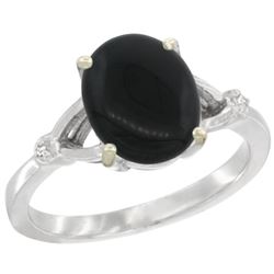 Natural 1.56 ctw Onyx & Diamond Engagement Ring 10K White Gold - REF-22F3N