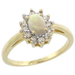 Natural 0.47 ctw Opal & Diamond Engagement Ring 14K Yellow Gold - REF-48M2H