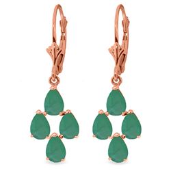 Genuine 4.5 ctw Emerald Earrings Jewelry 14KT Rose Gold - REF-63K8V