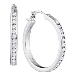 1.03 CTW Diamond Hoop Snap-down Post Earrings 14KT White Gold - REF-119M9H