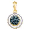 Image 1 : 0.50 CTWBlue Color Diamond Cluster Pendant 10KT Yellow Gold - REF-22X4Y
