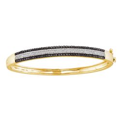 1.4 CTW Black Color Diamond Bangle Bracelet 14KT Yellow Gold - REF-157N5F