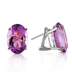 Genuine 15.1 ctw Amethyst Earrings Jewelry 14KT White Gold - REF-59V6W