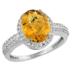 Natural 2.56 ctw Whisky-quartz & Diamond Engagement Ring 10K White Gold - REF-31K9R