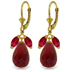 Genuine 18.6 ctw Ruby Earrings Jewelry 14KT Yellow Gold - REF-49M3T