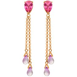 Genuine 7.5 ctw Pink Topaz Earrings Jewelry 14KT Rose Gold - REF-39N3R