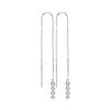 Image 1 : 0.08 CTW Bezel-set Diamond Dangle Threader Earrings 10KT White Gold - REF-18K7W