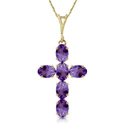 Genuine 1.50 ctw Amethyst Necklace Jewelry 14KT Yellow Gold - REF-32K8V