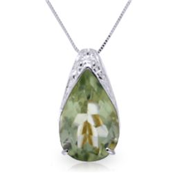 Genuine 5 ctw Green Amethyst Necklace Jewelry 14KT White Gold - REF-27Z2N