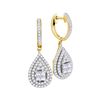 Image 1 : 1.1 CTW Princess Diamond Teardrop Cluster Earrings 14KT Yellow Gold - REF-134N9F