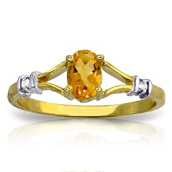 Genuine 0.46 ctw Citrine & Diamond Ring Jewelry 14KT Yellow Gold - REF-27N2R