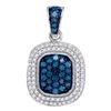 Image 1 : 0.50 CTWBlue Color Diamond Double Rectangle Cluster Pendant 10KT White Gold - REF-24H2M