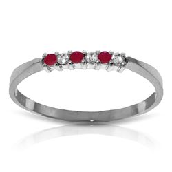 Genuine 0.11 ctw Ruby & Diamond Ring Jewelry 14KT White Gold - REF-27W5Y