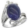 Image 1 : Natural 4.78 ctw lapis-lazuli & Diamond Engagement Ring 14K White Gold - REF-87K3R