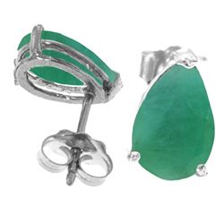 Genuine 2 ctw Emerald Earrings Jewelry 14KT White Gold - REF-34T3A