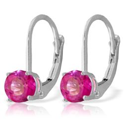 Genuine 1.30 ctw Pink Topaz Earrings Jewelry 14KT White Gold - REF-23F6Z