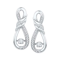 0.33 CTW Diamond Solitaire Ribbon Earrings 10KT White Gold - REF-44M9H