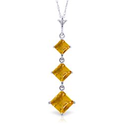 Genuine 2.4 ctw Citrine Necklace Jewelry 14KT White Gold - REF-29X7M