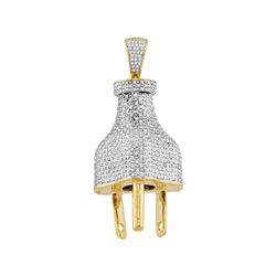 1.15 CTW Mens Diamond Power Plug Charm Pendant 10KT Yellow Gold - REF-112F5N