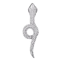 0.40 CTW Diamond Serpent Snake Asp Animal Pendant 10KT White Gold - REF-34Y4X