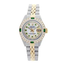 Rolex Pre-owned 26mm Womens Custom String White MOP Two Tone - REF-540H4N