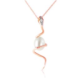 Genuine 4.03 ctw Pearl & Diamond Necklace Jewelry 14KT Rose Gold - REF-47W2Y