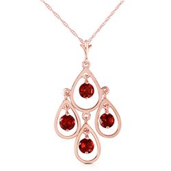 Genuine 1.20 ctw Garnet Necklace Jewelry 14KT Rose Gold - REF-30Z7N