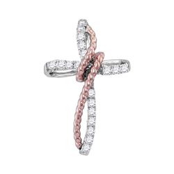 0.20 CTW Diamond Rope Cross Pendant 10KT Two-tone Gold - REF-18Y7X