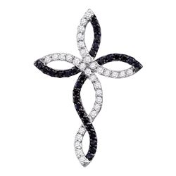 0.30 CTW Black Color Diamond Cross Pendant 10KT White Gold - REF-19H4M