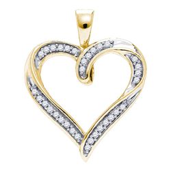 0.10 CTW Diamond Heart Outline Pendant 10KT Yellow Gold - REF-13K4W