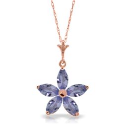 Genuine 1.40 ctw Tanzanite Necklace Jewelry 14KT Rose Gold - REF-37F6Z