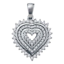 0.35 CTW Diamond Heart Pendant 10KT White Gold - REF-26W9K