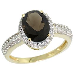 Natural 1.91 ctw Smoky-topaz & Diamond Engagement Ring 10K Yellow Gold - REF-31Z7Y