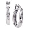 Image 1 : 0.05 CTW Diamond Hoop Earrings 10KT White Gold - REF-14M9H