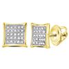 Image 1 : 0.15 CTW Diamond Square Kite Cluster Earrings 10KT Yellow Gold - REF-8W9K