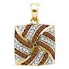 Image 1 : 0.25 CTW Cognac-brown Color Diamond Square Cluster Pendant 10KT Yellow Gold - REF-16Y4X