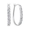 Image 1 : 0.20 CTW Diamond Oblong Hoop Earrings 10KT White Gold - REF-30H2M