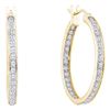 Image 1 : 1 CTW Diamond Single Row In/Out Hoop Earrings 14KT Yellow Gold - REF-109H4M