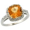 Image 1 : Natural 3.92 ctw Citrine & Diamond Engagement Ring 14K White Gold - REF-35V2F