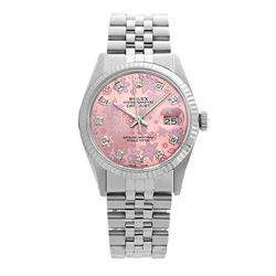 Rolex Pre-owned 36mm Mens Pink Flower Dial Stainless Steel - REF-450M2R