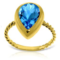 Genuine 4 ctw Blue Topaz Ring Jewelry 14KT Yellow Gold - REF-42V6W