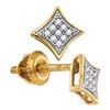 Image 1 : 0.05 CTW Diamond Square Kite Cluster Screwback Earrings 10KT Yellow Gold - REF-7N4F