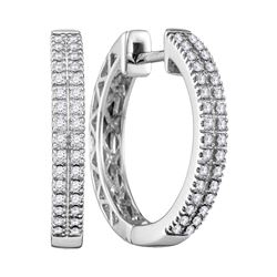 0.33 CTW Diamond Hoop Earrings 10KT White Gold - REF-52H4M