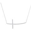 Image 1 : 0.15 CTW Diamond Horizontal Curved Cross Pendant 10KT White Gold - REF-14X9Y