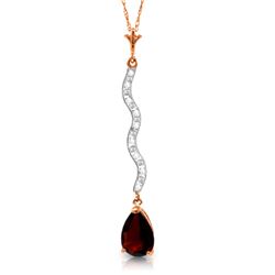 Genuine 1.79 ctw Garnet & Diamond Necklace Jewelry 14KT Rose Gold - REF-34H6X