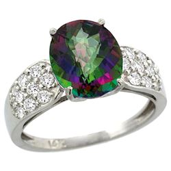 Natural 2.75 ctw mystic-topaz & Diamond Engagement Ring 14K White Gold - REF-58H4W