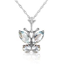 Genuine 0.60 ctw Aquamarine Necklace Jewelry 14KT White Gold - REF-25Z2N