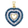 Image 1 : 0.90 CTWBlue Color Diamond Heart Outline Pendant 10KT Yellow Gold - REF-34Y4X