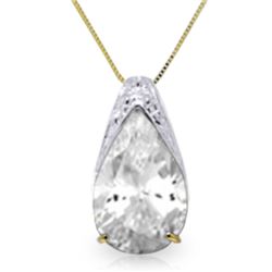 Genuine 5 ctw White Topaz Necklace Jewelry 14KT Yellow Gold - REF-27X2M