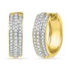 Image 1 : 0.50 CTWDiamond Triple Row Hoop Earrings 10KT Yellow Gold - REF-48F7N